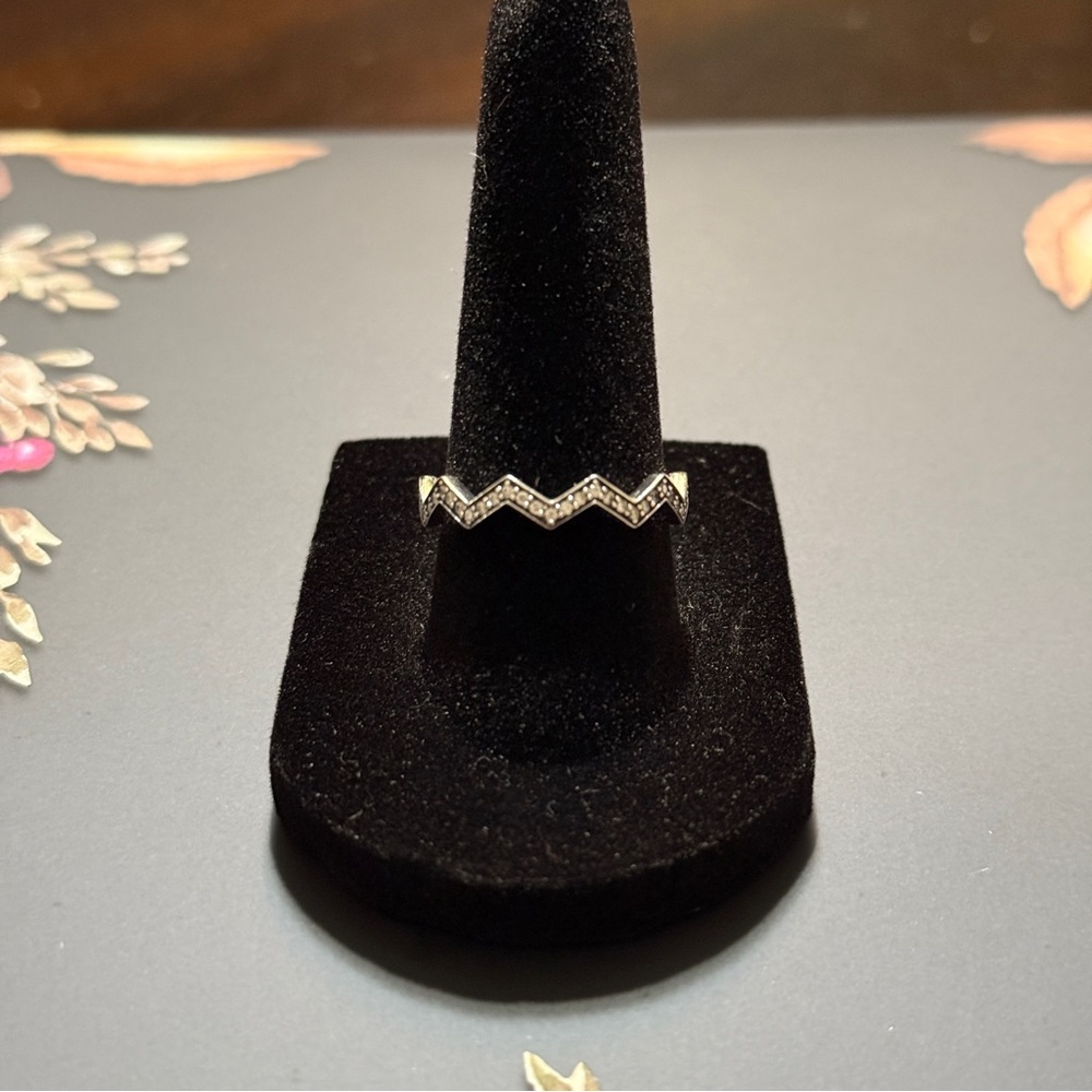 Authentic Pandora Retired Pave Zigzag Ring